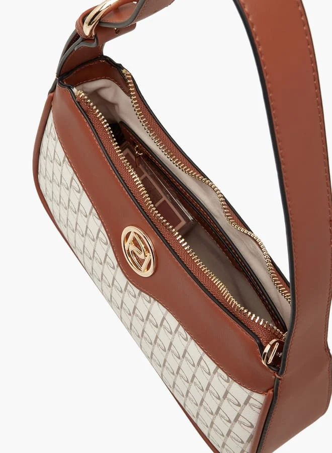 Paprika Women's Monogram Print Shoulder Bag with Zip Closure