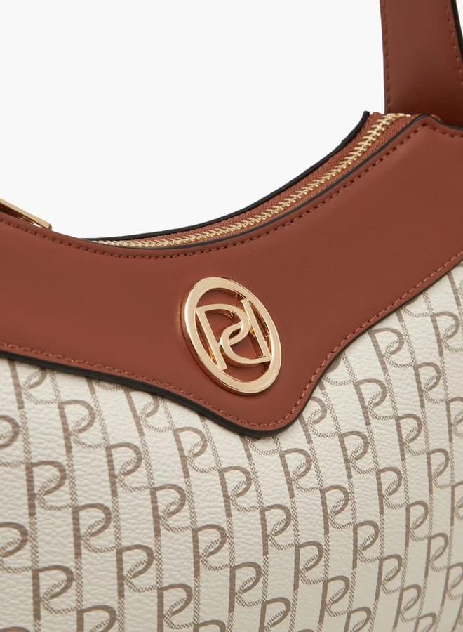 Paprika Women's Monogram Print Shoulder Bag with Zip Closure