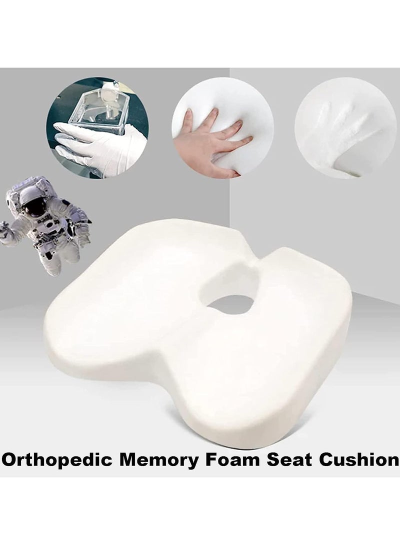 بيوينتي Orthopedic Memory Foam Seat Cushion – Breathable Non-Slip Chair Pad for Tailbone  Sciatica Pain Relief, Ideal for Office, Car, Wheelchair  Home White - Image 5