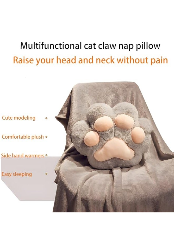 2 في 1 رمي مجموعة وسادة ، وسادة أريكة كاف القط + بطانية النوم ، وسادة ناعمة مع تصميم دافئ لليد لكرسي أريكة السرير ، وسادة كاف القط الجميلة والبطانية الفاخرة للمكتب المنزلي غرفة مكيفة الهواء للسيارة (رمادي) - Image 3