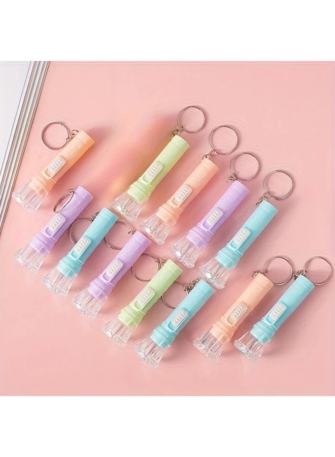 12pcs Macaron Style Mini LED Flashlight Keychain Multicolor Portable Gift Box - Image 1