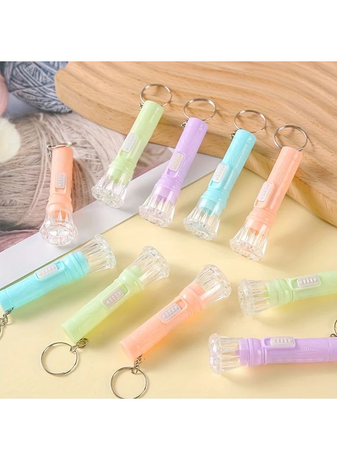 12pcs Macaron Style Mini LED Flashlight Keychain Multicolor Portable Gift Box - Image 3