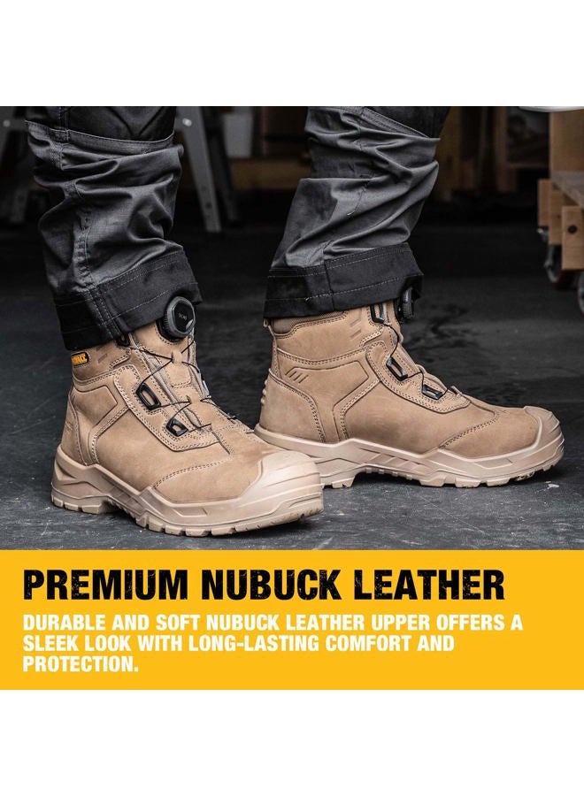 DEWALT Richardson Men's BOA Fit System, Nubuck Leather, Water Resistant, Steel Toe, Safety Work Boot, Stone, 9.5 - Image 3