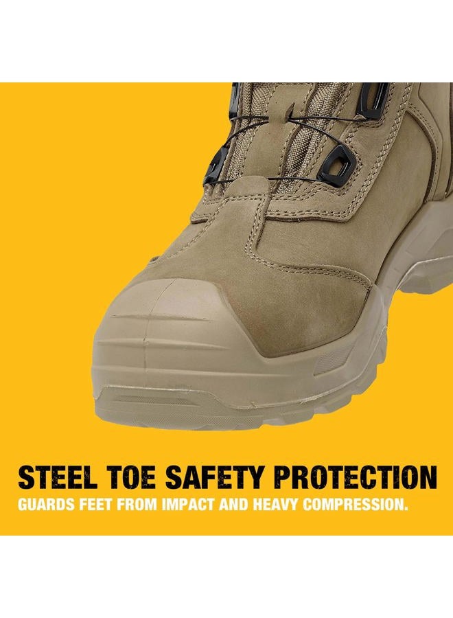 DEWALT Richardson Men's BOA Fit System, Nubuck Leather, Water Resistant, Steel Toe, Safety Work Boot, Stone, 9.5 - Image 4