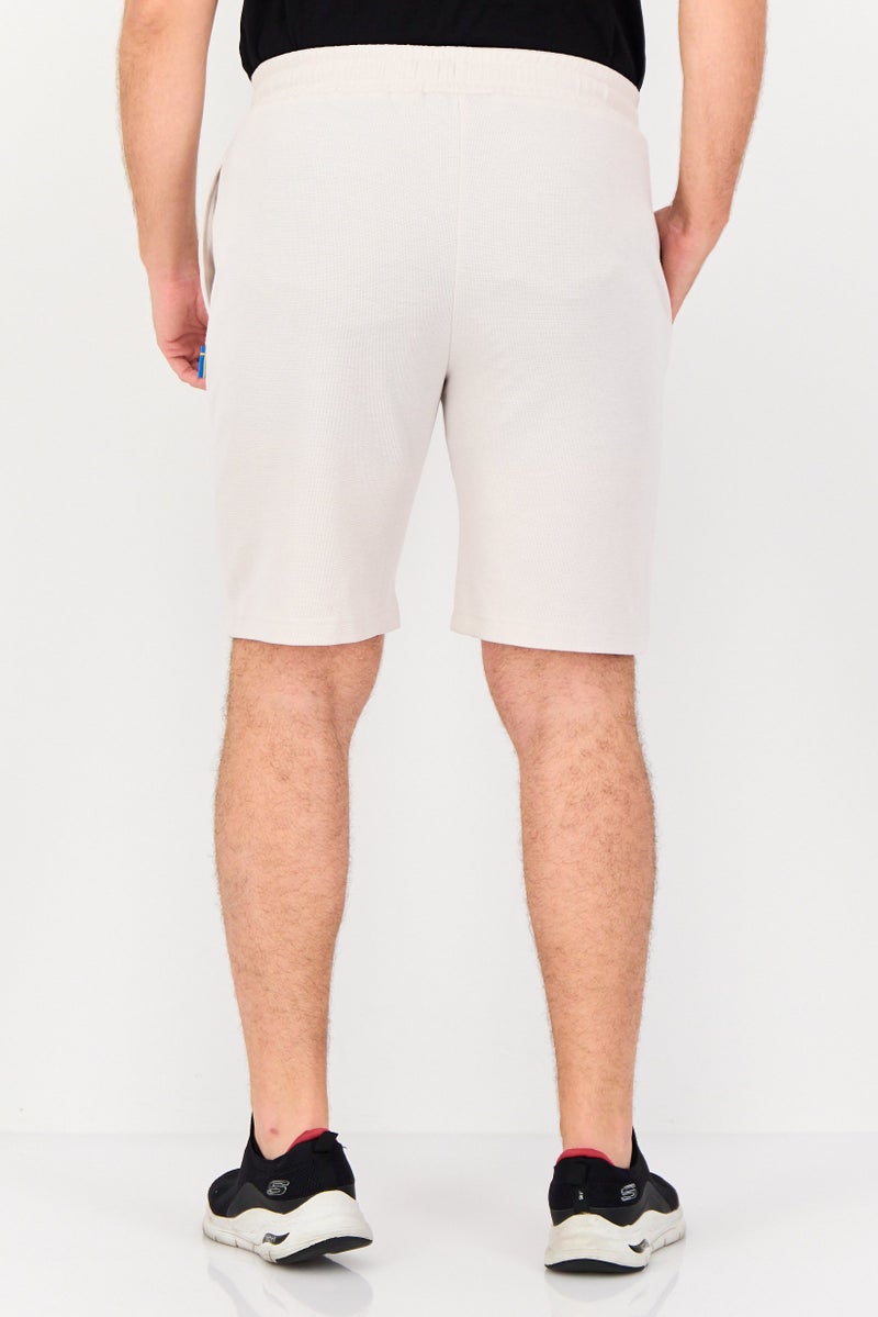Algspar Men Textured Basic Shorts, Ivory - Image 2