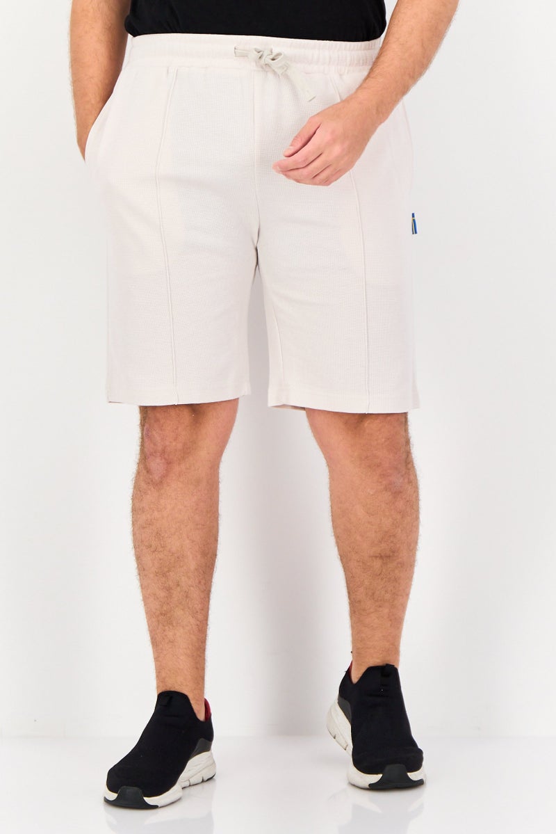 Algspar Men Textured Basic Shorts, Ivory - Image 1