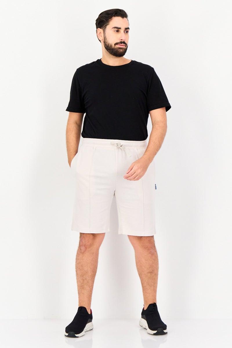 Algspar Men Textured Basic Shorts, Ivory - Image 3