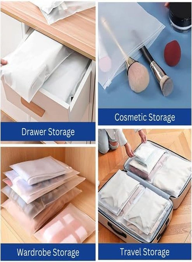 ODMART Frosted Clothes Storage Bags Pack of 5 | Reusable Zipper Wardrobe Organizer Pouches with Air Vent Hole | Multi Size Clothing Storage Bags for Wardrobe, Closet & Travel - Image 3