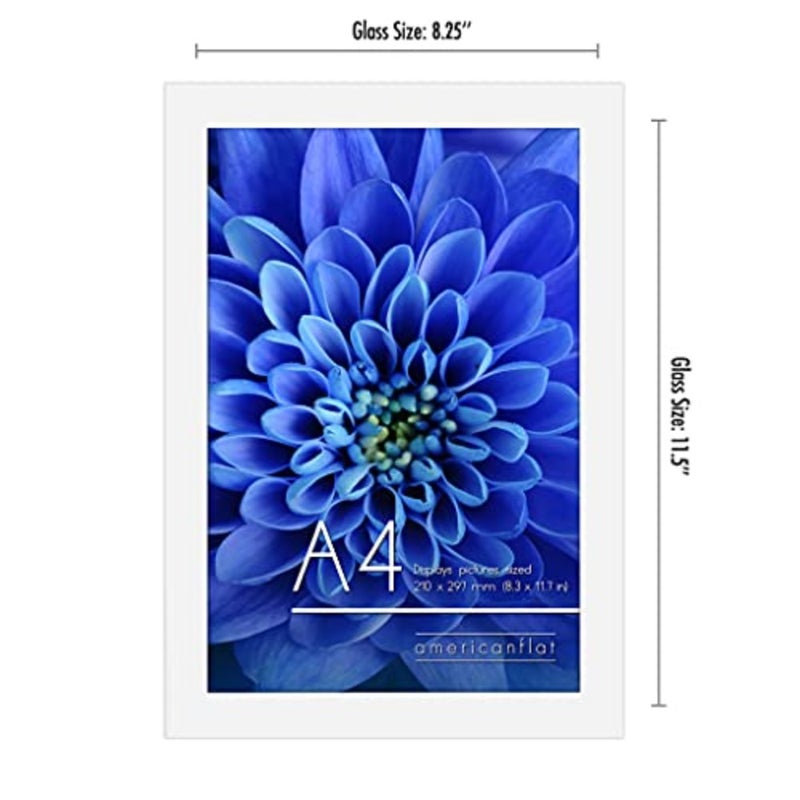A4 Picture Frame in White - Engineered Wood with Shatter Resistant Glass - Horizontal and Vertical Formats for Wall and Tabletop - 8.3 x 11.7 in - Image 2