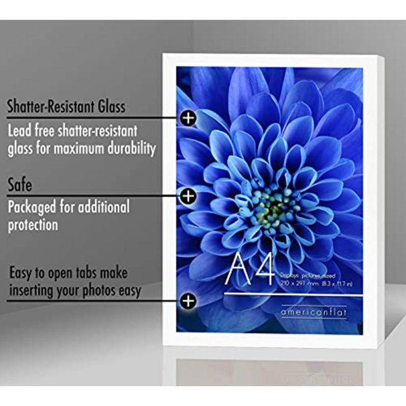A4 Picture Frame in White - Engineered Wood with Shatter Resistant Glass - Horizontal and Vertical Formats for Wall and Tabletop - 8.3 x 11.7 in - Image 4