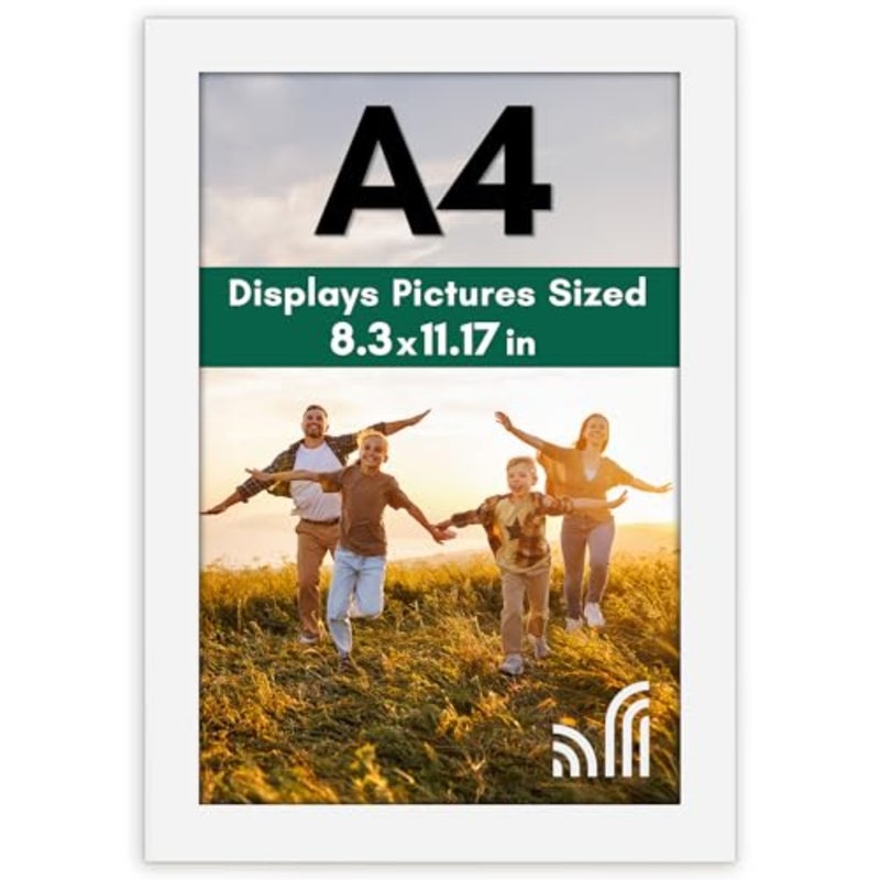 A4 Picture Frame in White - Engineered Wood with Shatter Resistant Glass - Horizontal and Vertical Formats for Wall and Tabletop - 8.3 x 11.7 in - Image 1