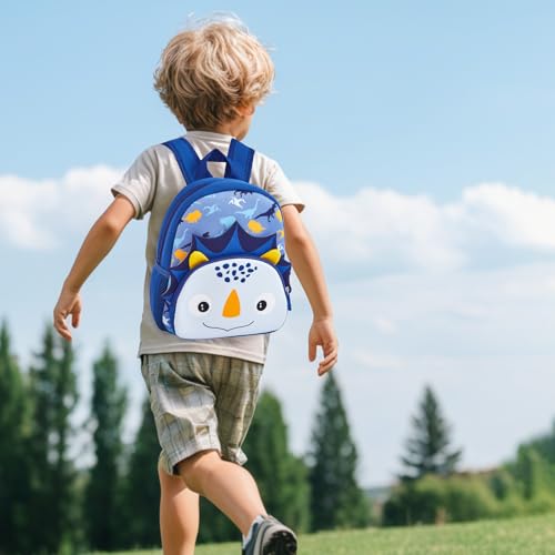 KK CRAFTS Preschool Backpack Toddler Neoprene Animal Schoolbag Lunch backpack for Kids Boys Dinosaur(Blue Triceratops) - Image 2