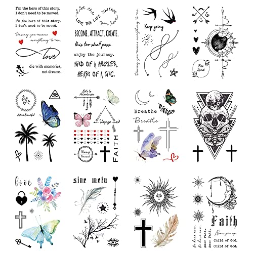 Everjoy Bohemian-inspired Realistic Temporary Tattoos for Women and Men - Waterproof, Long-lasting, and Meaningful Tattoo Designs including Butterfly, Moon, Sun, Love, Letters and Words - Image 4