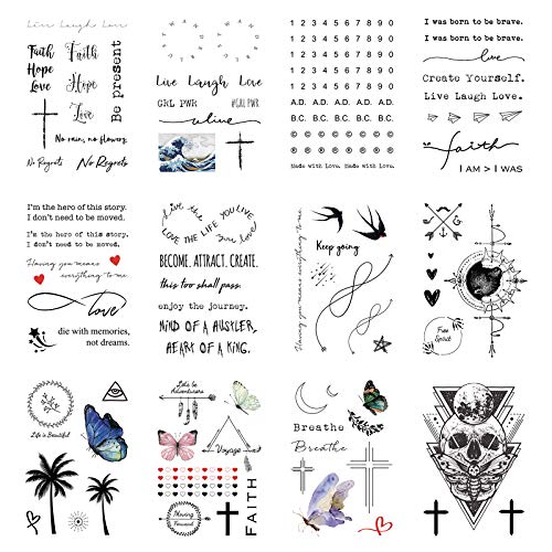 Everjoy Bohemian-inspired Realistic Temporary Tattoos for Women and Men - Waterproof, Long-lasting, and Meaningful Tattoo Designs including Butterfly, Moon, Sun, Love, Letters and Words - Image 2