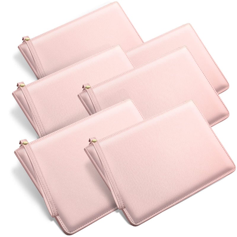 Amylove Amylove 6 Pieces Bridesmaid Clutch Bag Wristlet Wallet for Women PU Leather Purse Zipper Makeup Bag Handbag for Bridal Shower Wedding Bridesmaid Gifts (Pink)  - Image 1
