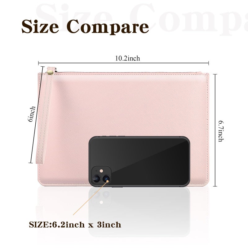 Amylove Amylove 6 Pieces Bridesmaid Clutch Bag Wristlet Wallet for Women PU Leather Purse Zipper Makeup Bag Handbag for Bridal Shower Wedding Bridesmaid Gifts (Pink)  - Image 4