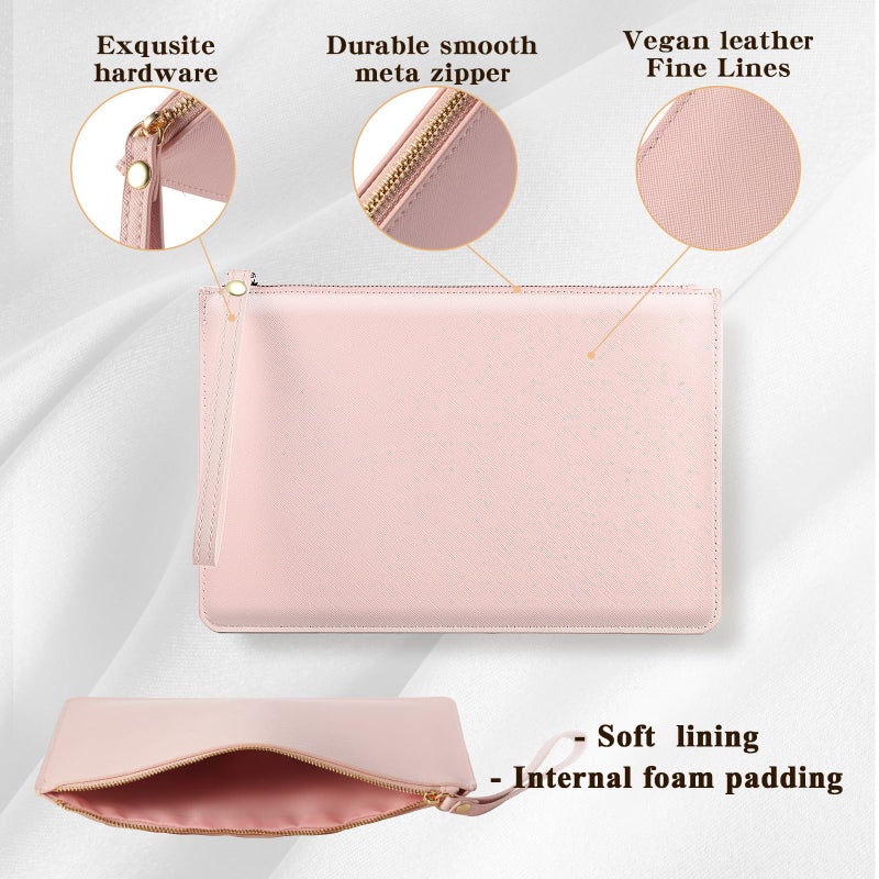 Amylove Amylove 6 Pieces Bridesmaid Clutch Bag Wristlet Wallet for Women PU Leather Purse Zipper Makeup Bag Handbag for Bridal Shower Wedding Bridesmaid Gifts (Pink)  - Image 5