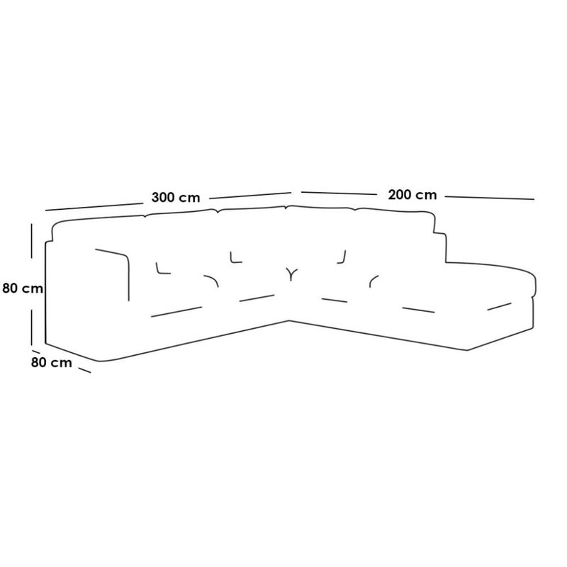 home house Corner sofa made of Swedish wood, Thai MDF, and beige linen - 300 x 200 x 80 x 80 cm - Image 2