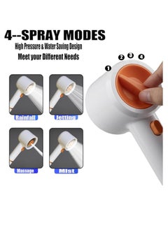 OUYoo OUYoo High Pressure Handheld Shower Head with Cotton Filter, 4 Modes Water Saving Filter, Pause Switch, Luxury White Showerhead for Healthier Bathing Experience.（White）  - Image 2