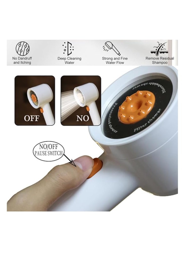 OUYoo - OUYoo High Pressure Handheld Shower Head with Cotton Filter, 4 Modes Water Saving Filter, Pause Switch, Luxury White Showerhead for Healthier Bathing Experience.（White） - Image 1