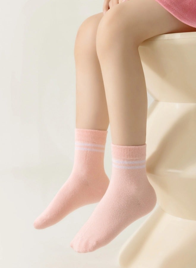 شيبشيب 5 أزواج من الجوارب الرياضية اللطيفة للبنات بطول متوسط مع خطوط ريترو - Image 4