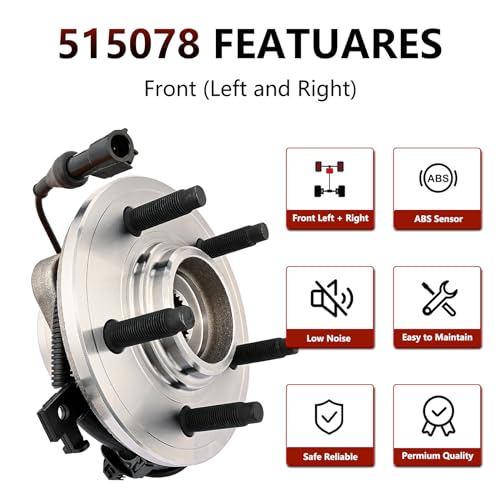 JLEO 515078 (Pair) Front Wheel Bearing and Hub Assembly for 2006-2010 Ford Explorer,for 2006-2010 Ford Explorer Sport Trac,for 2006-2010 Mercury Mountaineer,5 Lugs W/ABS - Image 4