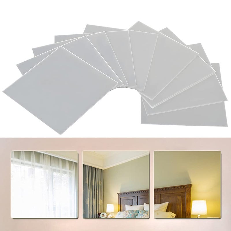 FOCCTS 9 Pcs Mirror Sheets Self Adhesive Non Glass Mirror Tiles Wall Sticky Mirror for Home Decoration 59x59x004inch