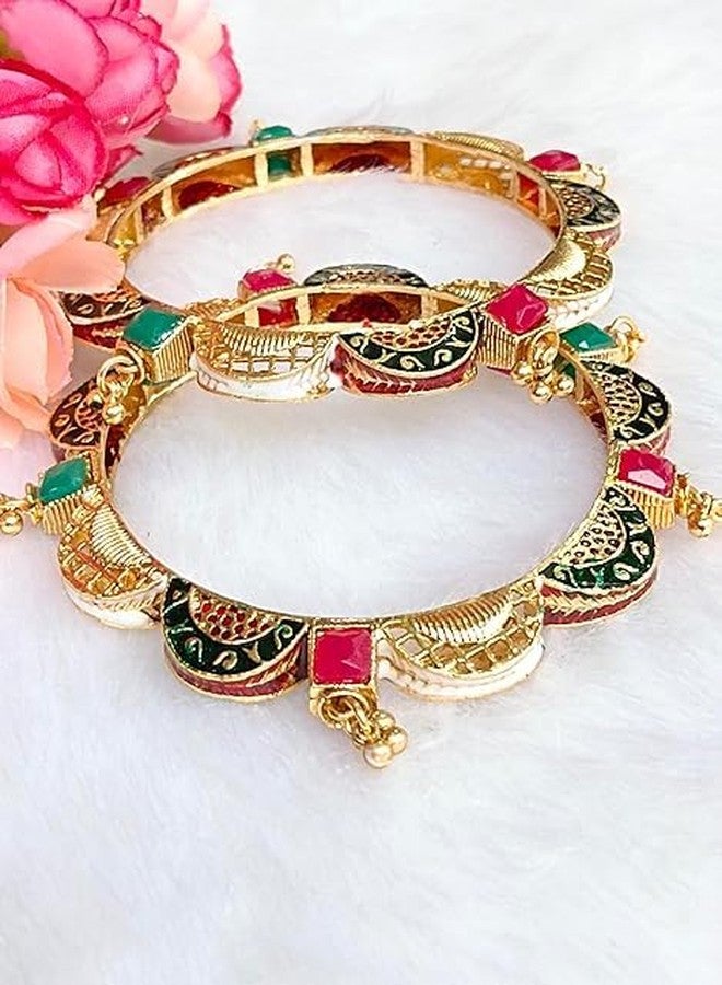 DENICRAAS Meena Border Bangles For Women AND Girls, Design Bangle for Women Size- 2.6 - Image 3