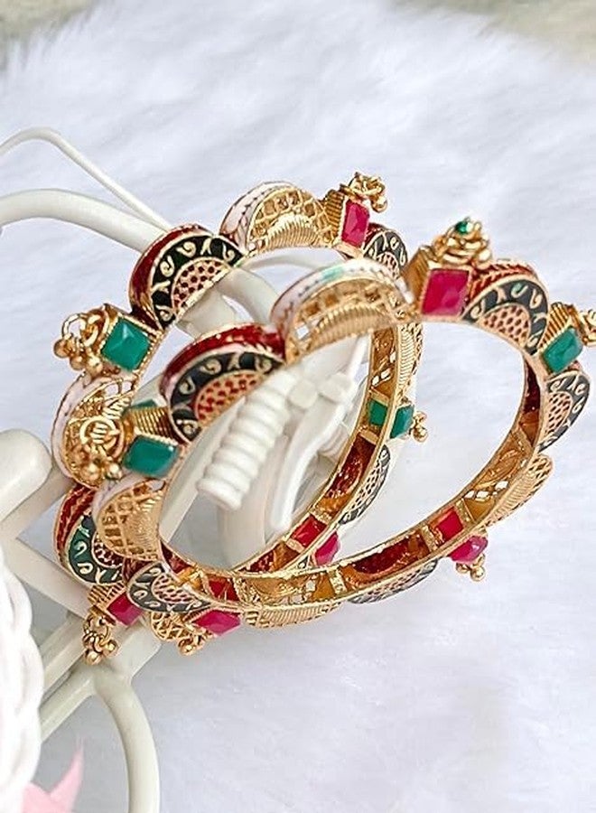 DENICRAAS Meena Border Bangles For Women AND Girls, Design Bangle for Women Size- 2.6 - Image 5
