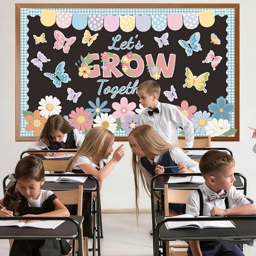 Polaxium Spring Bulletin Board Set Spring Classroom Decorations Let’s Grow Together Inspirational Bulletin Board Flower Cutouts for Home School Office Chalkboard Whiteboard Wall Window Door Decor Supplies - Image 5