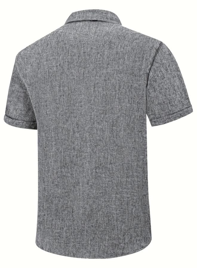 Take Two Grey Textured Spread Collar Casual Shirt - Image 2