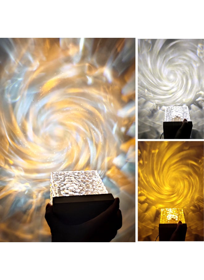 Generic - Rotating Water Ripple Nightlight Bedside Flame Atmosphere Lamp Romantic Gift Starry Sky Projection Lamp Aurora Borealis Stage Lamp-Power Supply:3W-Light Color:16 Color Remote Control Touch Plastic Bottom - Image 1