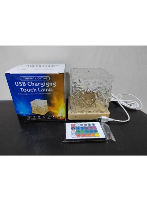 Rotating Water Ripple Nightlight Bedside Flame Atmosphere Lamp Romantic Gift Starry Sky Projection Lamp Aurora Borealis Stage Lamp-Power Supply:3W-Light Color:16 Color Remote Control Touch Plastic Bottom
