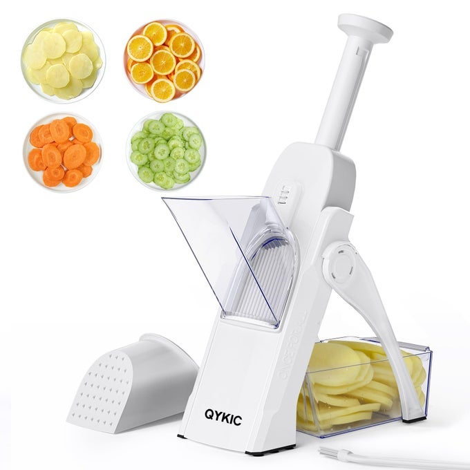SAFE MANDOLINE SLICER VEGETABLES POTATO CLIPS SLICERFOOD SLICERTHICKNESS ADJUSTABLE FOR CUCUMBER POTATO CARROT LEMON ONLY SLICER WHITE