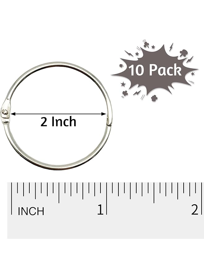 erorex 2 Inch 10 Pack Loose Leaf Binder Rings Nickel Plated Steel Binder Rings Keychain Key Rings Metal Rings For Index Cards Book Ring Ideal For School Home Or Office - Image 2