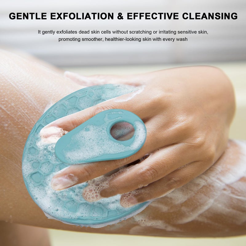 INNERNEED Food Grade Silicone Body Scrubber Gentle Exfoliating Brush for Women Men Deep Clean for All Skin Types, More Hygienic and Well Lather (Dark Green+Pink) - Image 4