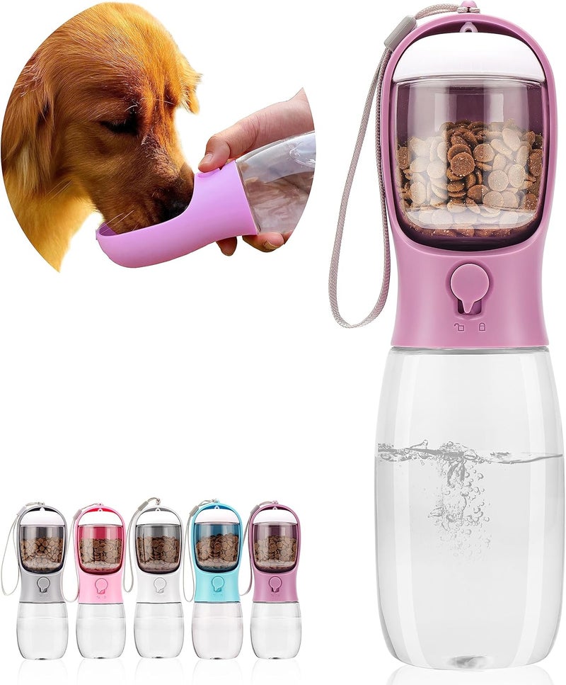 AVELORA Dog Water Bottle,Portable Pet Water Bottle with Food Container,Outdoor Portable Water Dispenser for Cat,Puppy,Pets for Walking,Hiking,Travel,Puppy Essentials,Dog Stuff(19oz) - Image 1