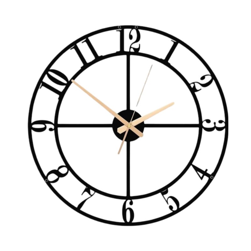 Reyox Metal Analog Wall Clock for Living Room Bedroom Wall Hanging Decor Metal SignHousewarming Gift AntiqueBig Size Black 40 CM DA33