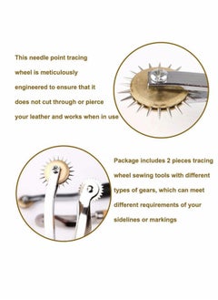 Excefore 2 Pcs Leather Needle Point Tracing Wheel with Wooden Handle Cloth Sewing Overstitch Wheel Tool for Leather Crafts 4mm and 2mm  - Image 3