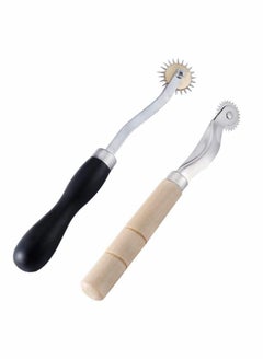 Excefore 2 Pcs Leather Needle Point Tracing Wheel with Wooden Handle Cloth Sewing Overstitch Wheel Tool for Leather Crafts 4mm and 2mm  - Image 1