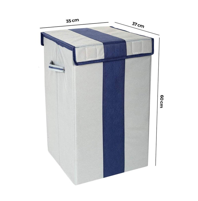Namami Craft Namami Craft Non Woven Foldable 68 Ltrs Laundry BagStorage BasketBin with Lid and Handle for Washing Clothes Baby Toys Box Dirty Dress Beige Navy Blue pack of 1 Beige Navy Blue - Image 4