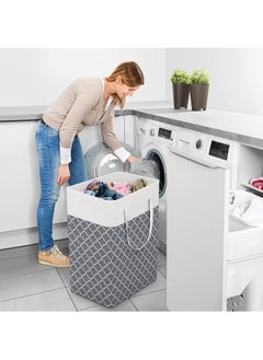 Swift Laundry Basket Hamper Large Collapsible Laundry Hamper with Easy Carry Handles, Freestanding Clothes Hampers for Laundry, Bedroom, Dorm, Clothes, Towels, Toys, 75L, Clover Grey  - Image 4