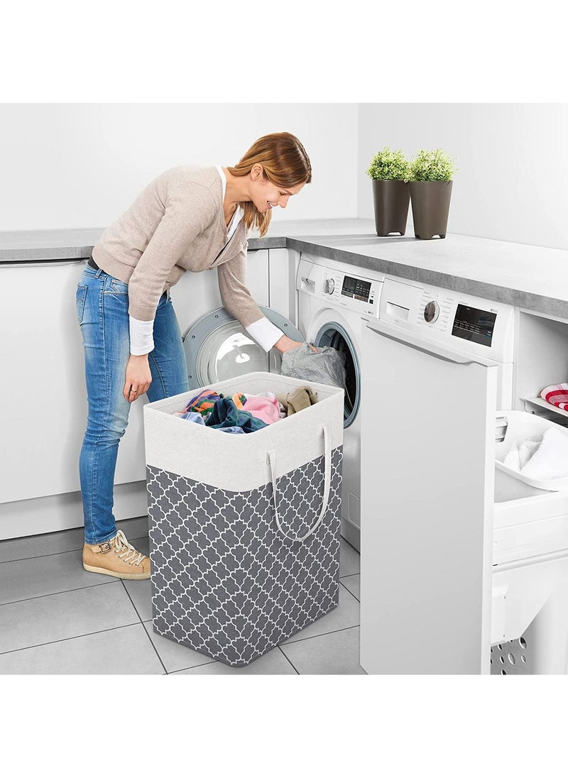 Swift Laundry Basket Hamper Large Collapsible Laundry Hamper with Easy Carry Handles, Freestanding Clothes Hampers for Laundry, Bedroom, Dorm, Clothes, Towels, Toys, 75L, Clover Grey  - Image 4