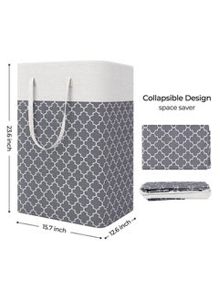 Swift Laundry Basket Hamper Large Collapsible Laundry Hamper with Easy Carry Handles, Freestanding Clothes Hampers for Laundry, Bedroom, Dorm, Clothes, Towels, Toys, 75L, Clover Grey  - Image 2