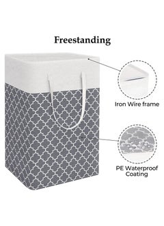 Swift Laundry Basket Hamper Large Collapsible Laundry Hamper with Easy Carry Handles, Freestanding Clothes Hampers for Laundry, Bedroom, Dorm, Clothes, Towels, Toys, 75L, Clover Grey  - Image 3