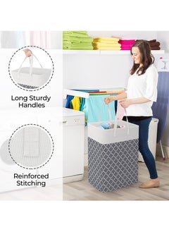 Swift Laundry Basket Hamper Large Collapsible Laundry Hamper with Easy Carry Handles, Freestanding Clothes Hampers for Laundry, Bedroom, Dorm, Clothes, Towels, Toys, 75L, Clover Grey  - Image 5