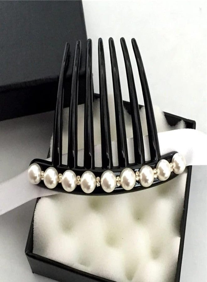 RECTYO GALLERY 2 PCS Vintage Pearl Rhinestone Black Hair Comb Clip Hair Styling and Hair Accessories Tool Side Comb Hair Bun Decorated for Women - Image 4