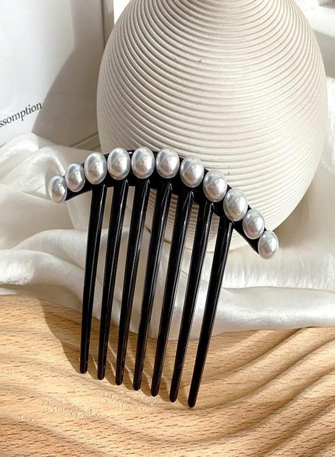 RECTYO GALLERY 2 PCS Vintage Pearl Rhinestone Black Hair Comb Clip Hair Styling and Hair Accessories Tool Side Comb Hair Bun Decorated for Women - Image 5