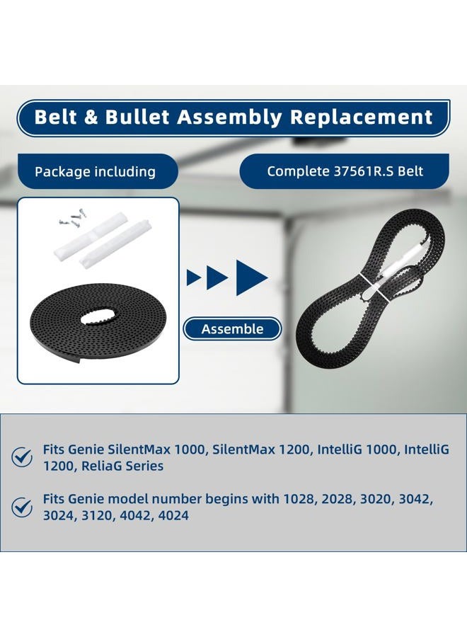 EIOLWJIEO Upgraded 37561R.S Belt for 7 Ft High Garage Door, Compatible with Genie SilentMax 1000, SilentMax 1200, IntelliG 1000, IntelliG 1200, ReliaG Series Garage Opener, Belt & Bullet Assembly Replacement - Image 3