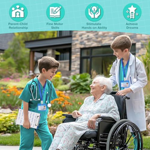 Joycover Doctor Costume for Kids Kids Scrubs Halloween Costumes For Girls Boys Doctor Dress up Play Kit - Image 5